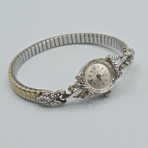 VTG 1971 Bulova Swiss 14K White Gold Case Ladies Watch Diamond Accent Manual